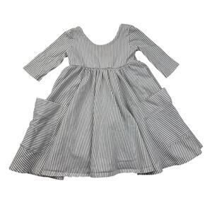 Remie Girl Gray Striped Pocket Dress